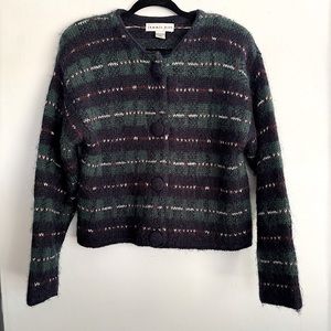 Summit Hill Womens Mohair Blend Button Front Warm Fuzzy Sweater Chunky Buttons M